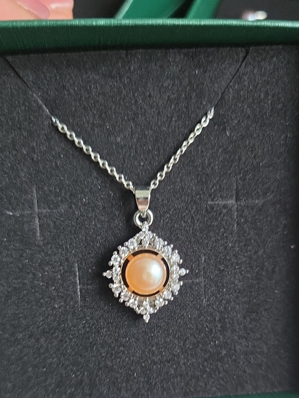 Pearl Halo Pendant Necklace - Cream Pearl with Silver Accents